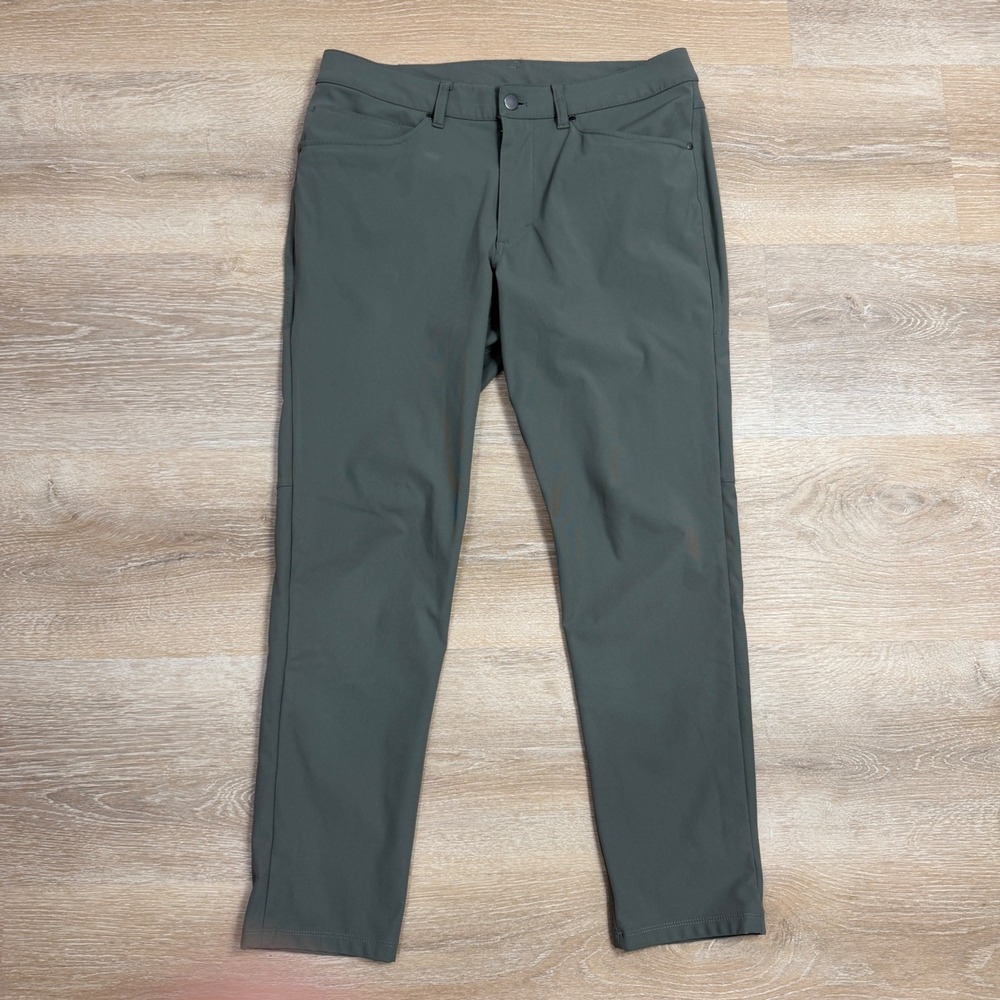 Lululemon ABC Pant Slim Fit Warpstreme Olive Green Sage Grey Mens 32x27 LM5AD8S